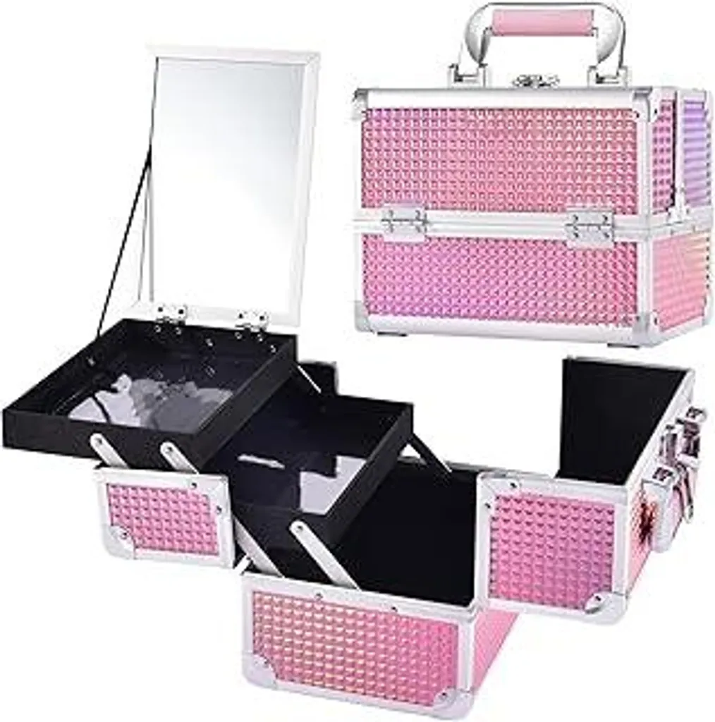 Valigetta per Unghie e Trucchi Rosa | Organizer Rigido Multiuso