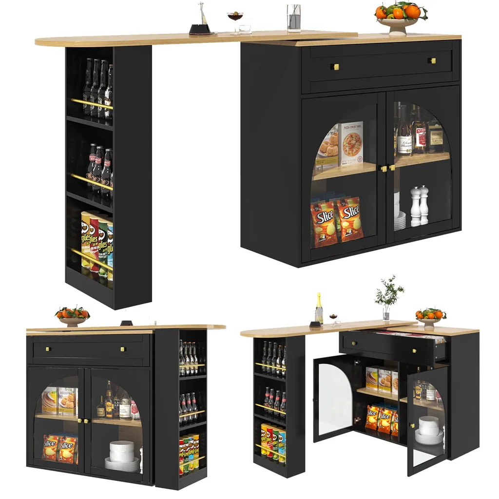 Table de bar extensible noire pivotante : la solution pour petits coins - 14
