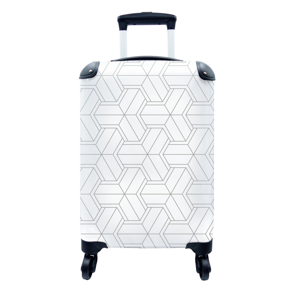 MuchoWow Koffer Handgepäck Trolley Rollkoffer Kleine Reisekoffer mit 4 Rollen - Gestaltung - Geometrie - Muster - Linie - Cabin Size < 55x40x23 ...