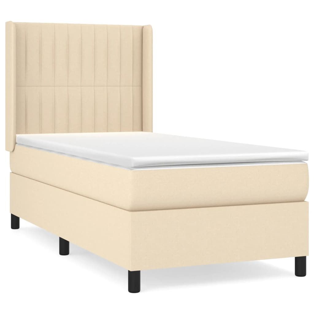 "2026 Moderne" Boxspringbett mit Matratze Creme 90x190cm Stoff - Klassische Betten Bettrahmen CC507886