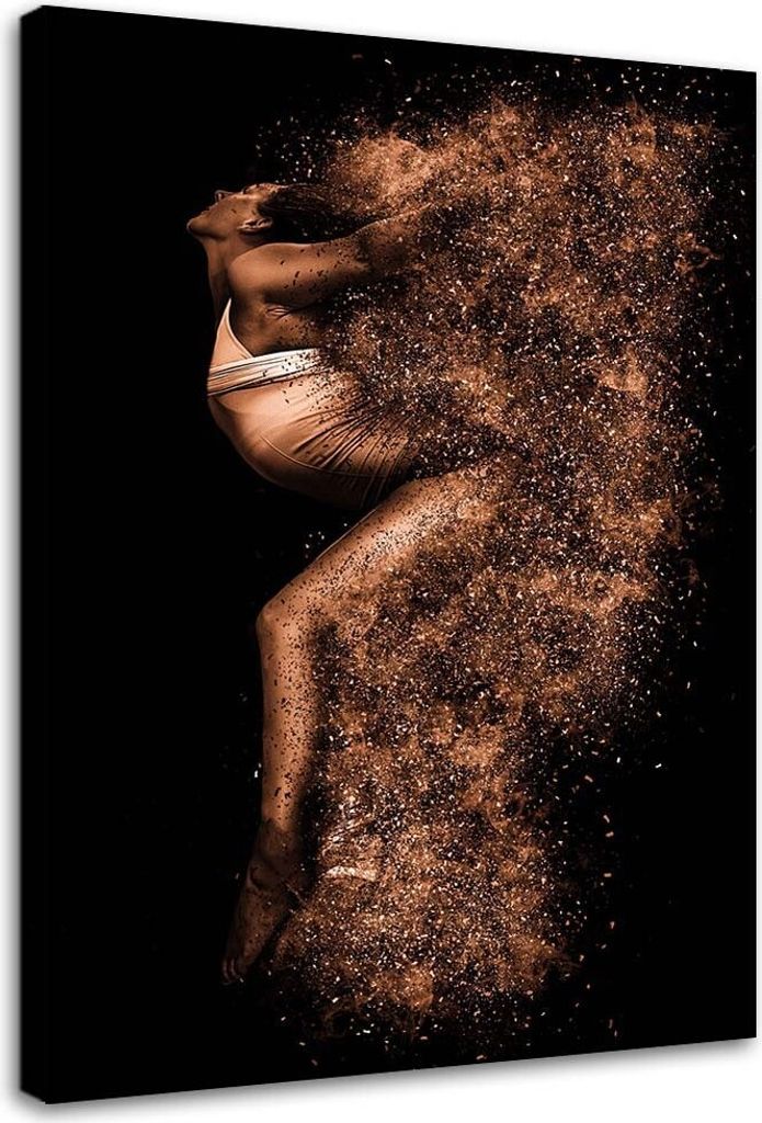 Leinwandbild schöne frau in goldstaub 70x100 cm Feeby gold wandbild bereit zum aufhängen