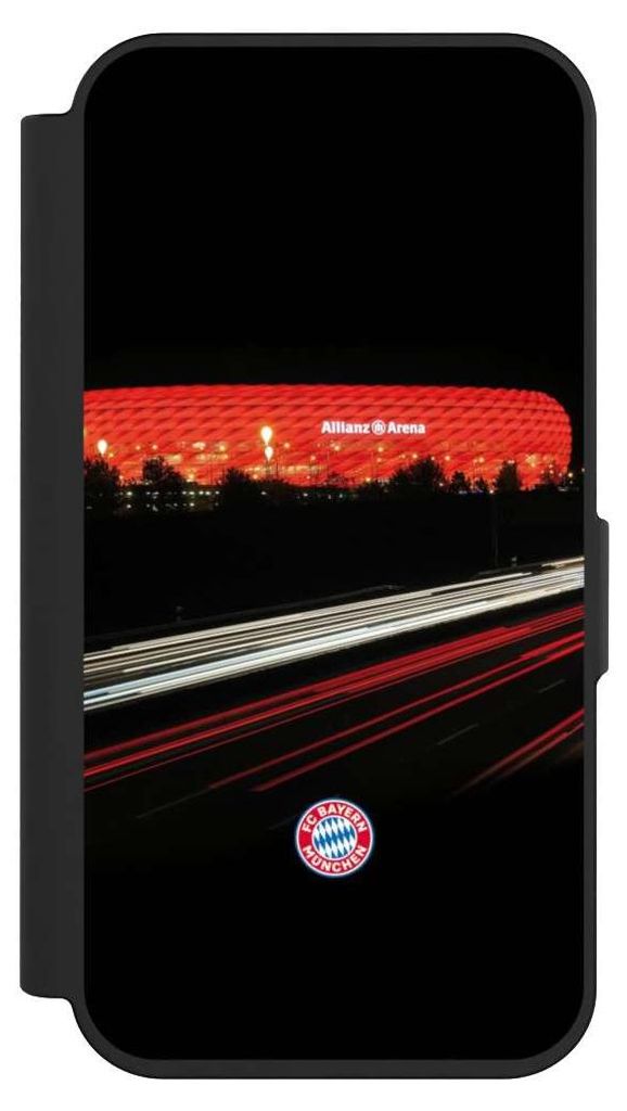 NIVOCASE Klapphülle für Apple iPhone 15 Pro Handyhülle aus Kunst Leder NIVOflip schwarz FC Bayern München FCB Stadion