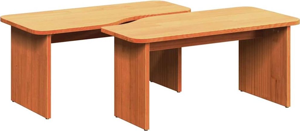 (Robust Möbel)Satztische,2er set, elegantes Design - Couchtische - Wohnzimmertisch Wachsbraun Massivholz Kiefer - Couchtische DEMöbel725779