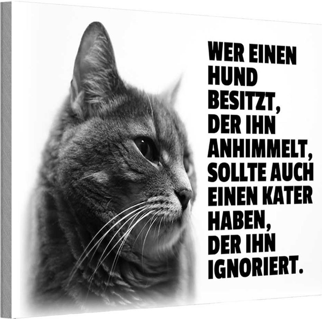 vianmo Holzschild 12x18 cm Hund himmelt an Kater ignoriert Tier Haustier