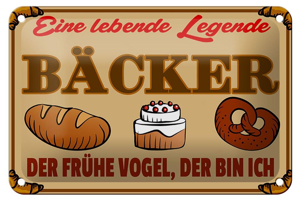 Blechschild Essen 18x12cm Lebende Legende Bäcker Brot