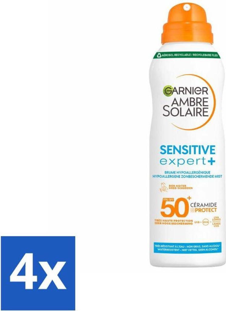 Garnier – Ambre Solaire – Sprühnebel – Sensitive Expert+ – Lichtschutzfaktor 50+ – 150 ml - Vorteilspack - 4 Stücke