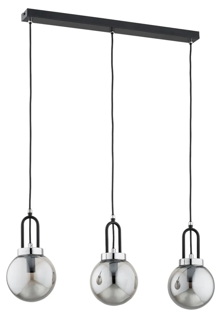 Suspension Noire ATORI Taille S Style Industriel Luminaire 3xE14 Métal