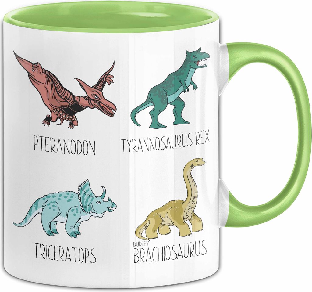 Arten Von Dinosauriern Tasse Geschenk Für Jungs Dinos T-Rex Jungen Mädchen Dinos Tyrannosaurus (Grün)