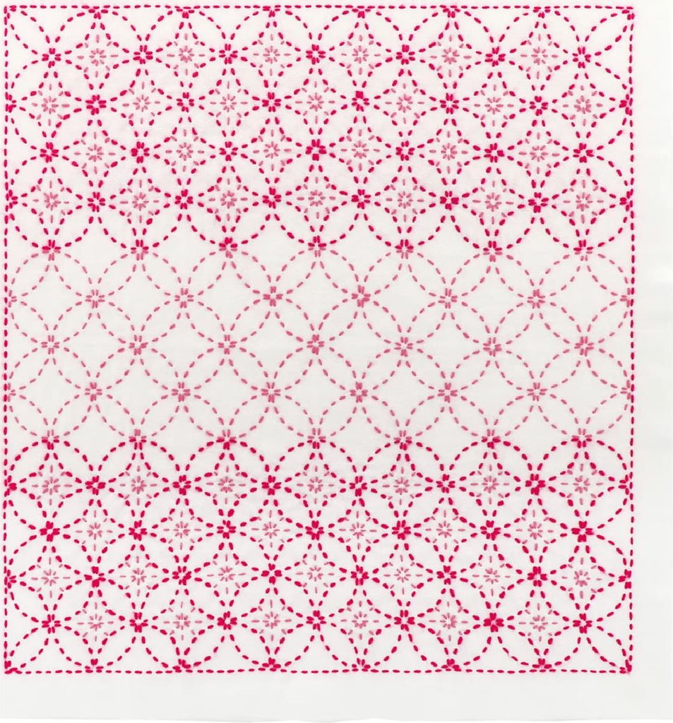 Olympus Sashiko Stickpackung "Hana Fukin Shippoutsunagi Nagomi series", Stoff bedruckt, 34x34cm, hergestellt in Japan