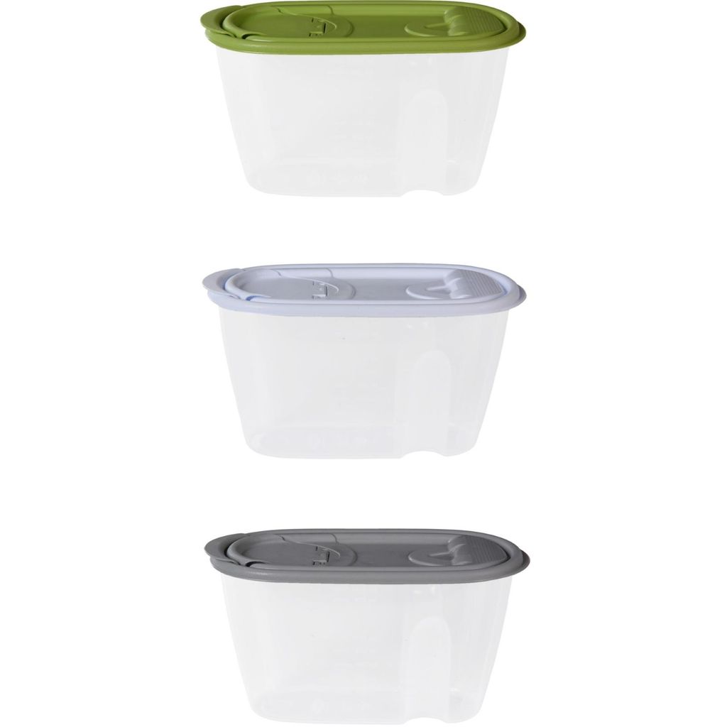 Set di 3 contenitori in plastica da 1 litro con coperchio, Immagine del prodotto 
