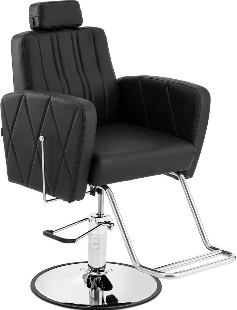 Expondo physa Friseurstuhl mit Fußstütze - 56 - 71 cm - 200 kg - Schwarz, Silbern