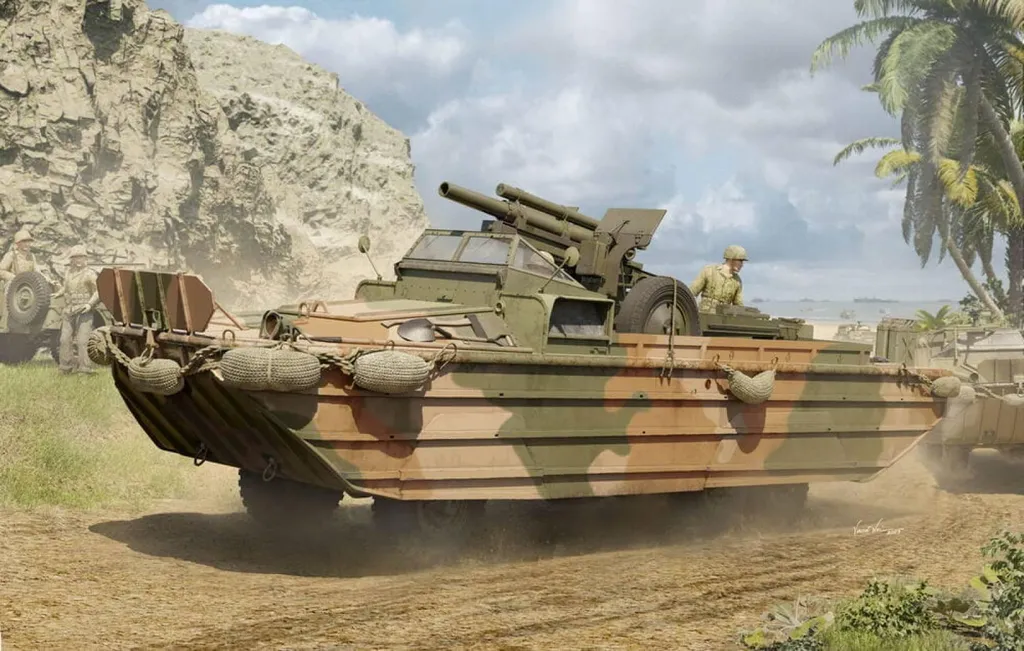 Véhicule Amphibie Miniature GMC DUKW-353 et Canon Obusier 1/35