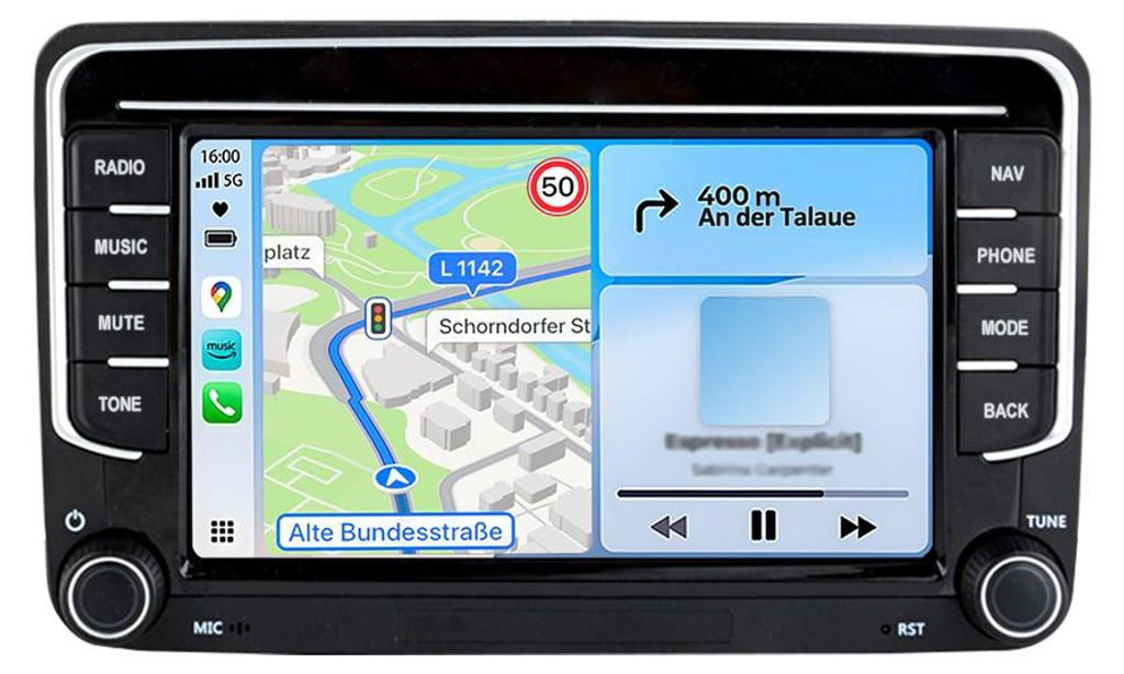 Autoradio Android 6+128 GB con CarPlay e GPS per VW Golf 5, Immagine del prodotto 