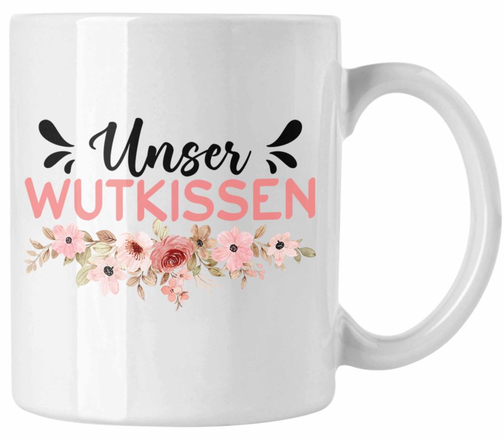 Wutkissen Tasse Geschenk Lustiger Spruch Wut-Kissen (Weiß)