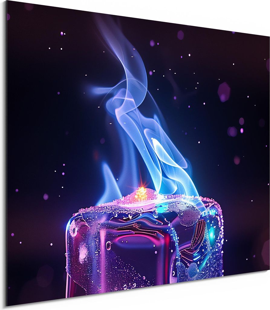 DEQORI Alu-Dibond Bild Weiß 80x60 cm 'Frost und Flamme' Wandbild Metall dünn Design