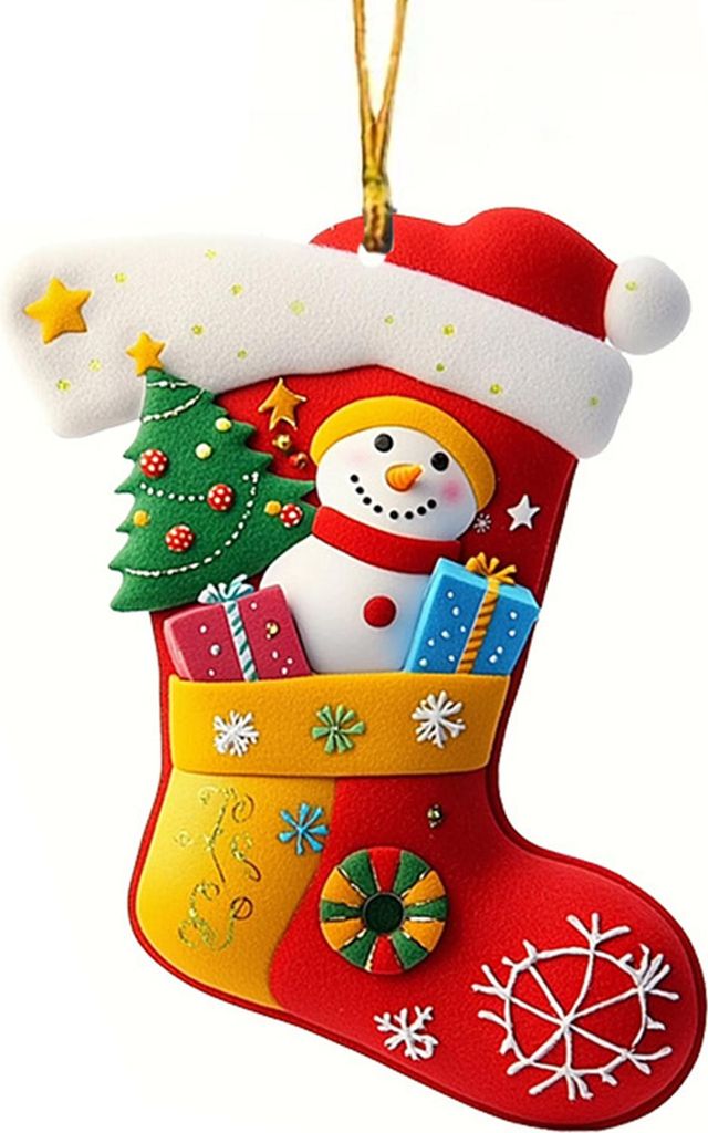 Weihnachtssocken Weihnachtsmann Rot Hängendes Ornament Acryl Dekorativer Schlüsselanhänger Anhänger Weihnachtsstrümpfe Wanddekoration