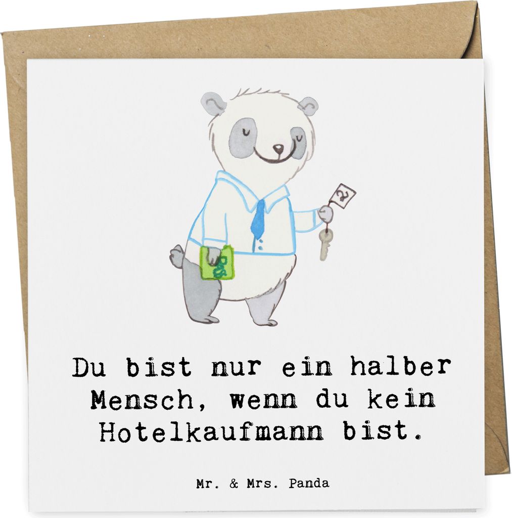 Mr. & Mrs. Panda Grußkarte Hotelkaufmann Herz - Weiß - Geschenk, Hotelier, doppelkarte, anlasskarte, Lustig, Ausbildung, Glückwunschkarte, Witzi...