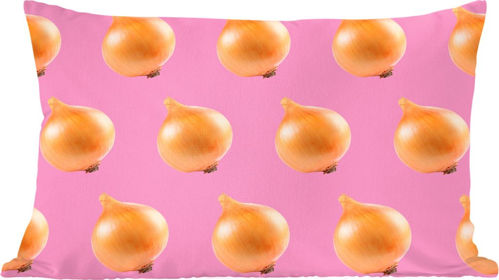 MuchoWow Zierkissen Sofakissen Wohnzimmer Dekokissen 60x40 cm Gemüse - Zwiebeln - Rosa - Kopfkissen - Polster mit Foto