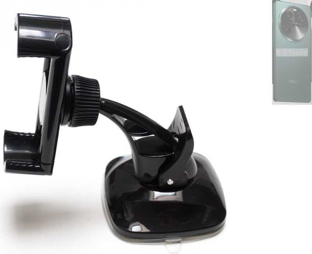 K-S-Trade kompakte Handy-Halterung Windschutzscheibe kompatibel mit Oppo Find X6 Armaturenbrett schwarz Autohalterung KFZ Halter Scheiben-Halterung