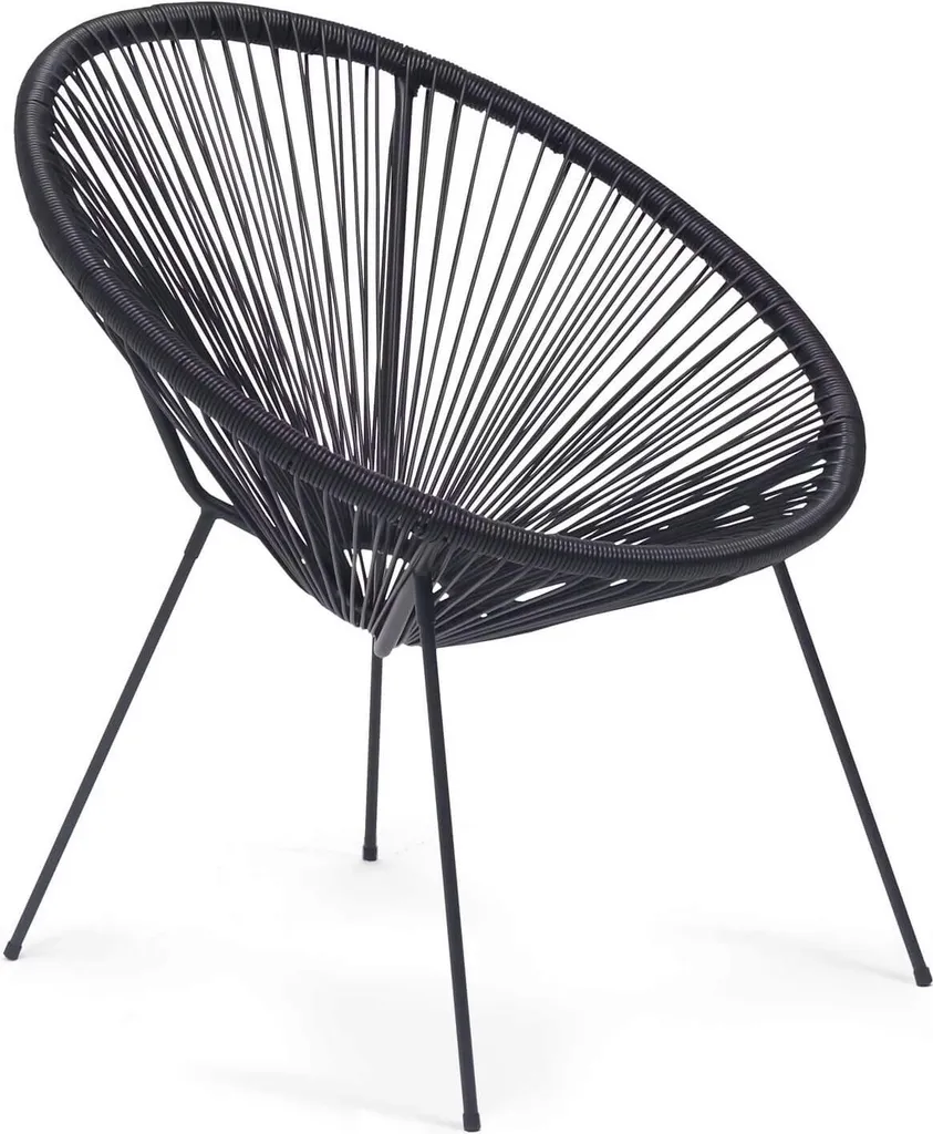 Poltrona Rebecca Mobili Clianto PE Nero Vintage - Sedia Giardino Acciaio