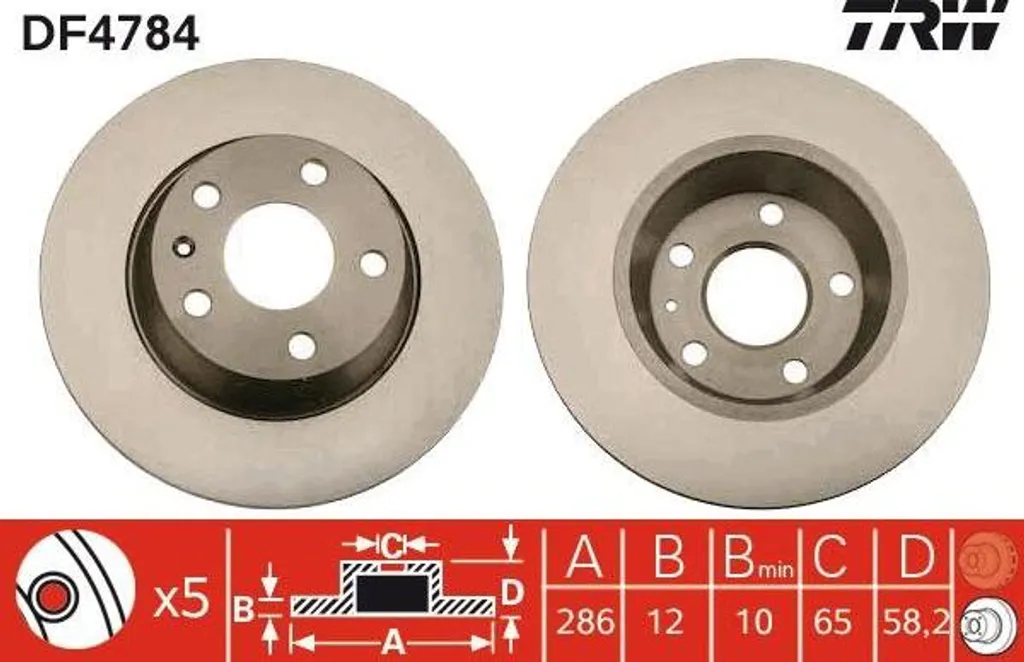 Disque de frein TRW DF4784 - OE 8J0615601 haute performance pour Audi TT