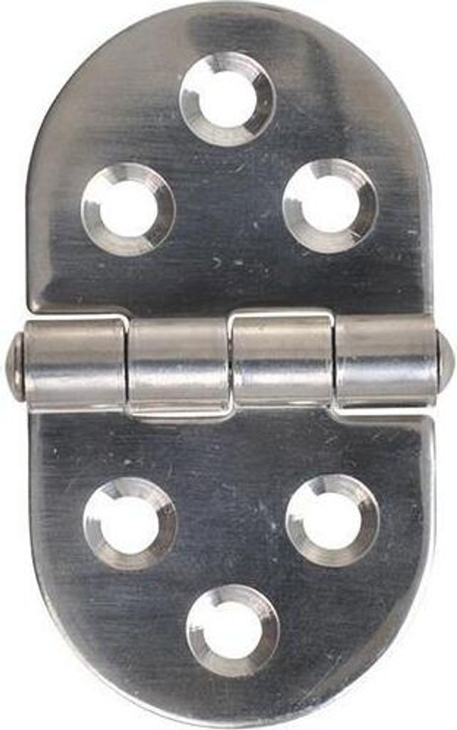 Scharnier. 71x40 mm. V4A RVS AISI 316. 6 Loch