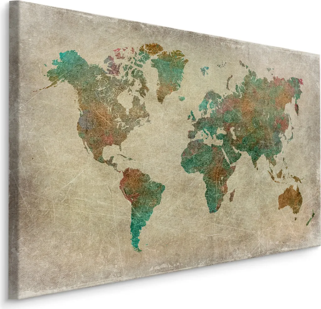 Carta da Parati Mappa Mondo Vintage 90x60 cm - Stampa su Tela XXL
