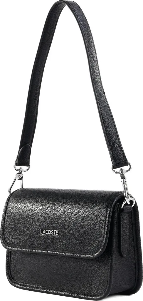Lacoste Borsa a Tracolla Flap Crossover Bag Nero - Pelle Piqué Originale - 2