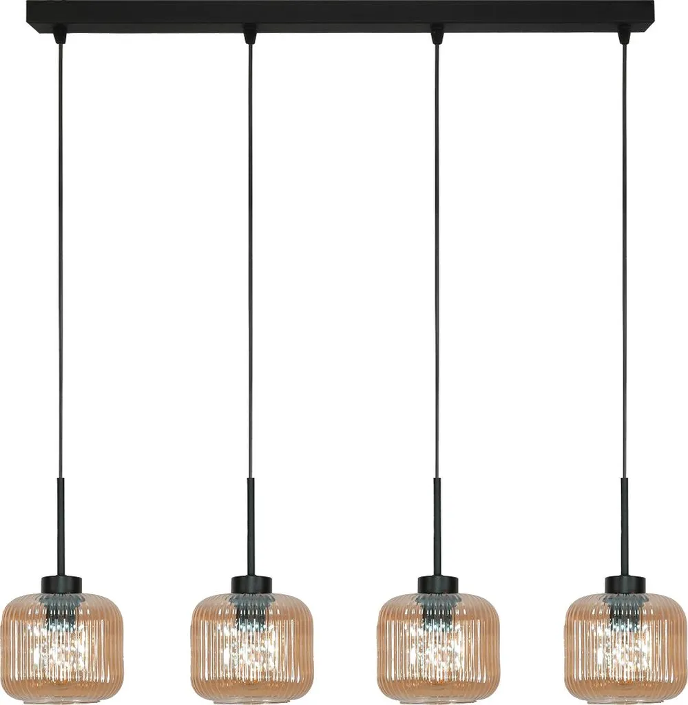 Lampadario Sospensione Nero Vetro Ambra Beka Amber 15-011 Vintage E27