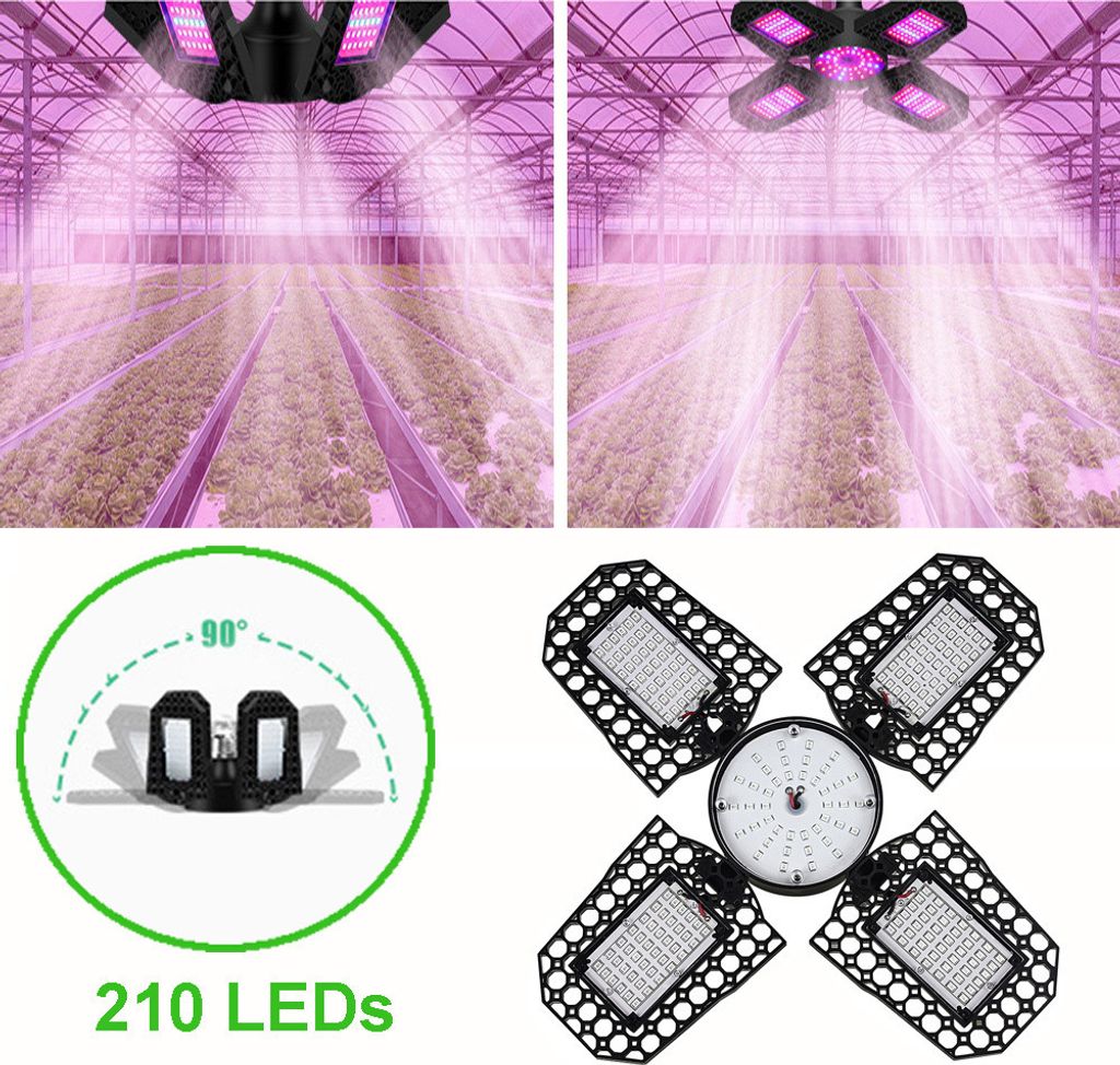 LED Pflanzenlampe E27 210 LEDs(Rot,Blau),Wachstumslampe Faltbar, Pflanzenlicht für Gewächshaus Zimmerpflanze Blume Gemüse Frucht