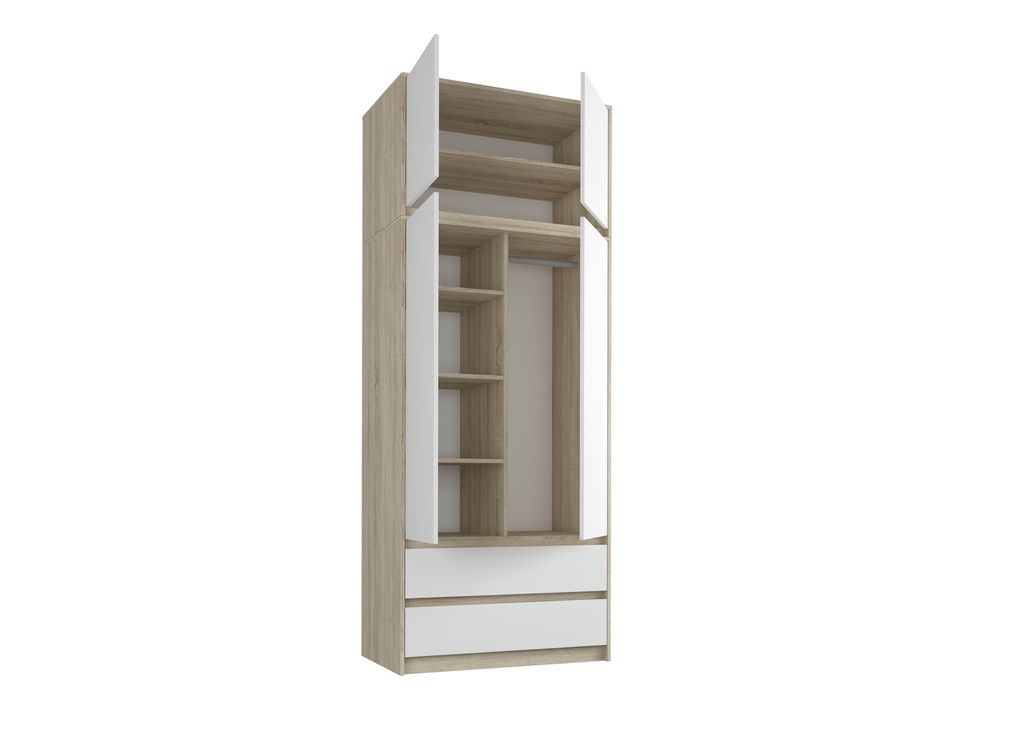 Framire Šatní skříň 90cm + nástavec B-9-N-TIP, béžová/bílá Obrázek produktu 2