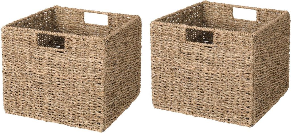 2er-Set Regal Korb/Kallax Korb Geflochten / 29x 29 x 29H cm/Seegras Regalkorb/Faltkorb Flechtkorb/Regalbox Storage Box/Aufbewahrungskorb Regalkorb ...