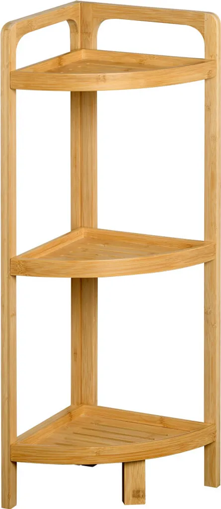 Petite étagère d'angle pour cuisine et salle de bain en bambou 3 niveaux