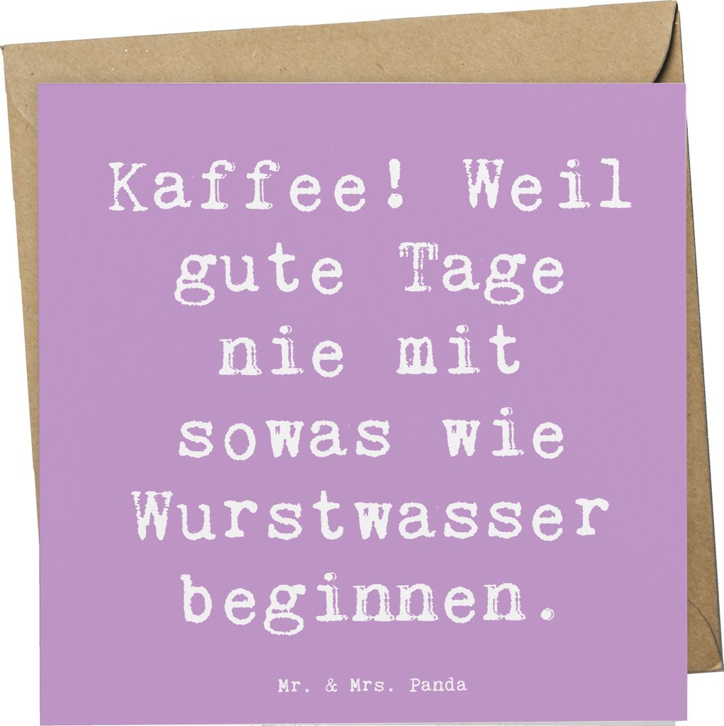 Mr. & Mrs. Panda Glückwunschkarte Spruch Freude am Kaffee - Lavendeltraum - Geschenk, faltkarte, positive Energie, anlasskarte, Gefühl, Grußkart...