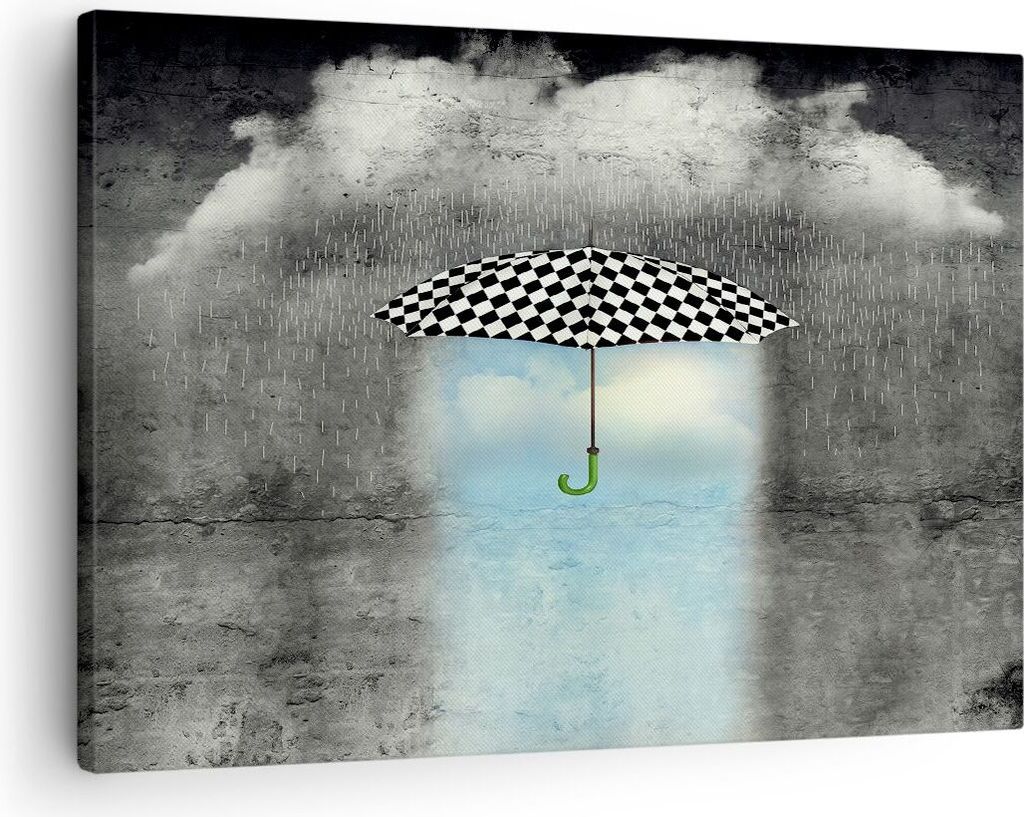 Bild auf Leinwand - Leinwandbild - Regenschirm Regen Abbildung Phantasie - 70x50cm - Wand Bild - Wanddeko - Leinwanddruck - Bilder - Kunstdruck - L...