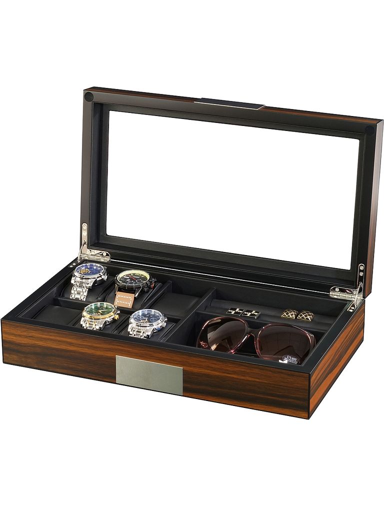 Rothenschild Uhren & Schmuckbox RS-2378-EB für 6 Uhren + 2 Fächer