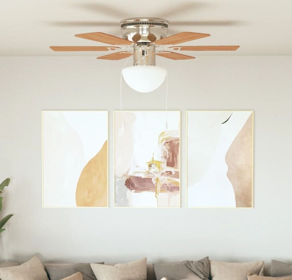 Wentylator sufitowy Vidaxl z lampą 82 cm jasnobrązowy Zdjęcie produktu 