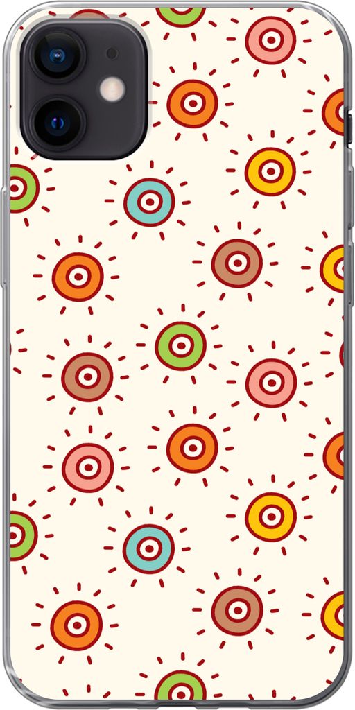 MuchoWow Handyhülle Schutzhülle Hülle für Telefoonhoesje iPhone 12 mini Muster - Sonne - Punkte - Mädchen - Kinder - Kinder Silikon Softcase...