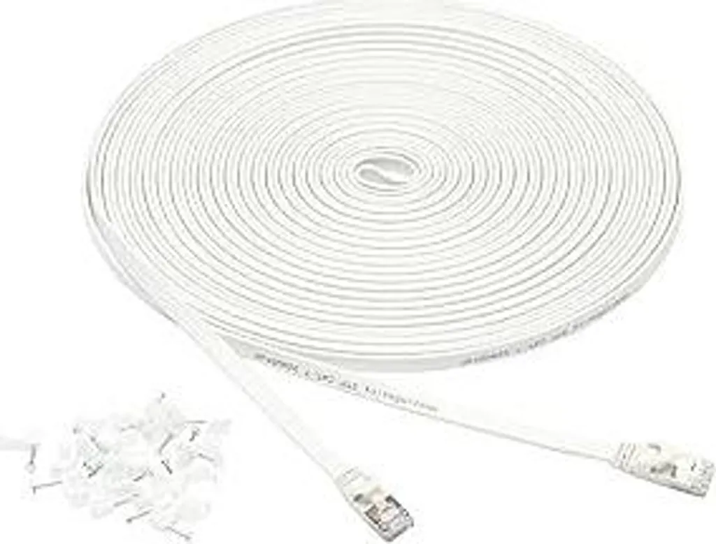 Cavo di Rete Bianco Piatto 15m Cat 7 | Estetica e Velocità Gigabit