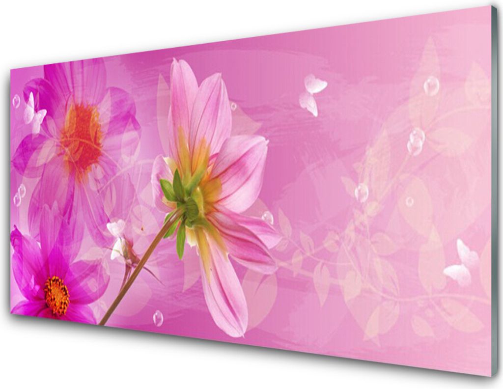 Küchenrückwand aus Glas 100x50cm Spritzschutz Blumen Pflanzen