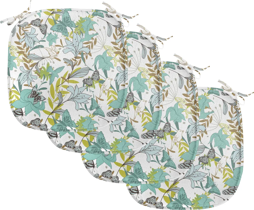 Coussins de Chaise Anti-Taches 40x40 cm avec Sangles Fixes Lot de 4
