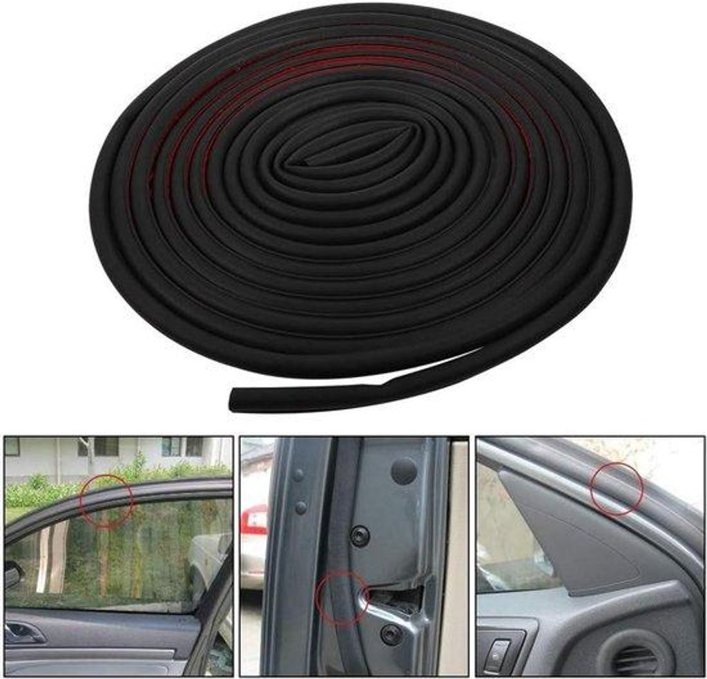 Automatikdichtband - U-förmiges Profil - 8 Meter - Schwarz - Fahrzeugabdichtung - Gummidichtung - Schutzgurt