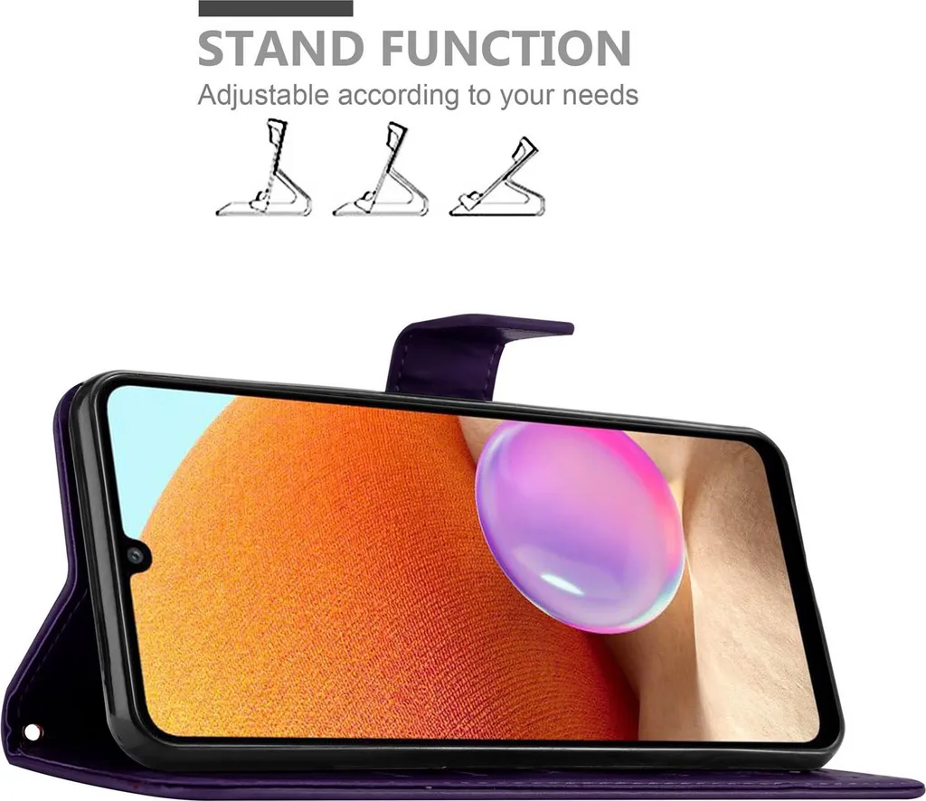 Custodia Samsung A32 4G Viola a Fiori - Cover Protettiva Cadorabo Chic - 4
