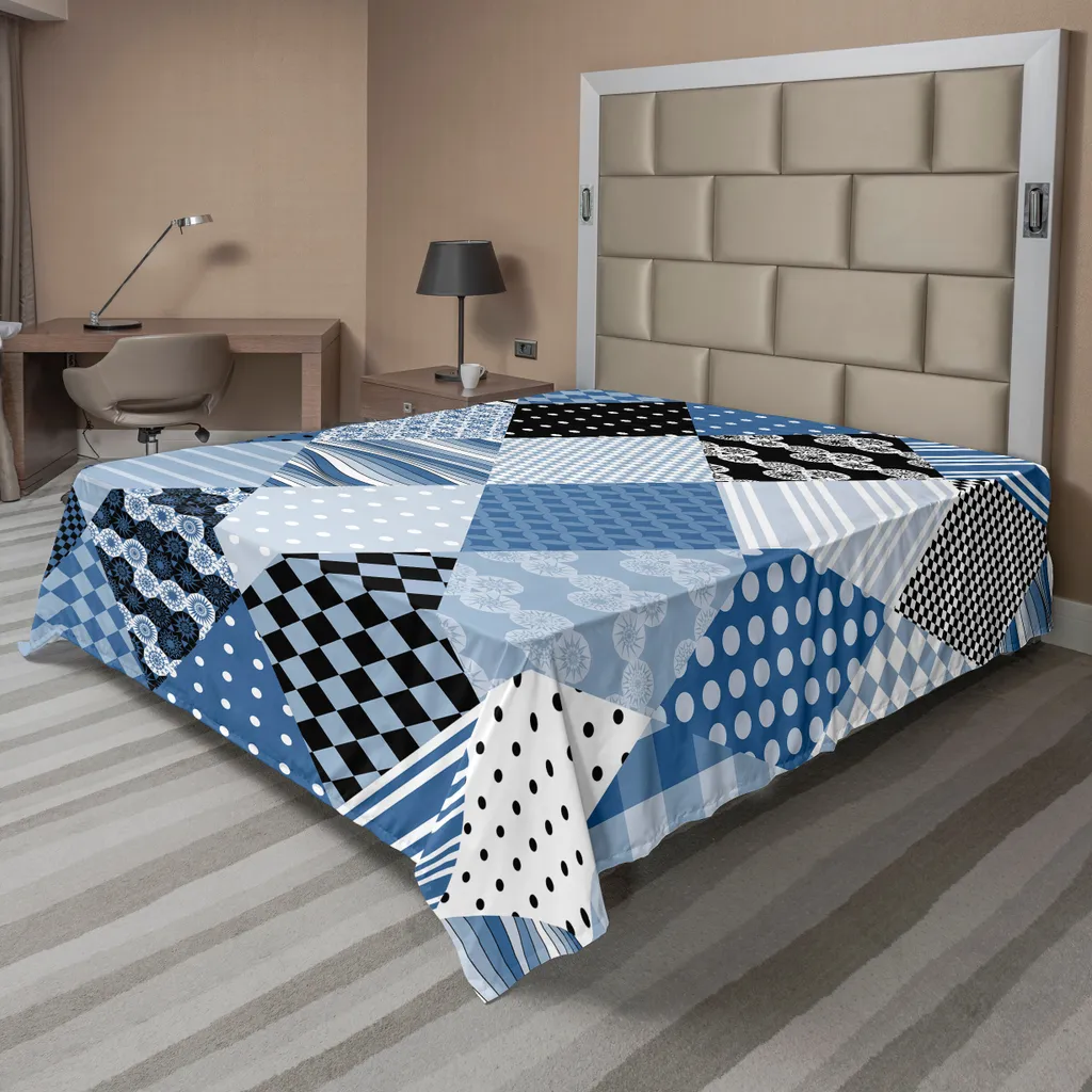 Lenzuolo ABAKUHAUS Geometrie Nostalgiche | Blu e Nero per Letto Chic
