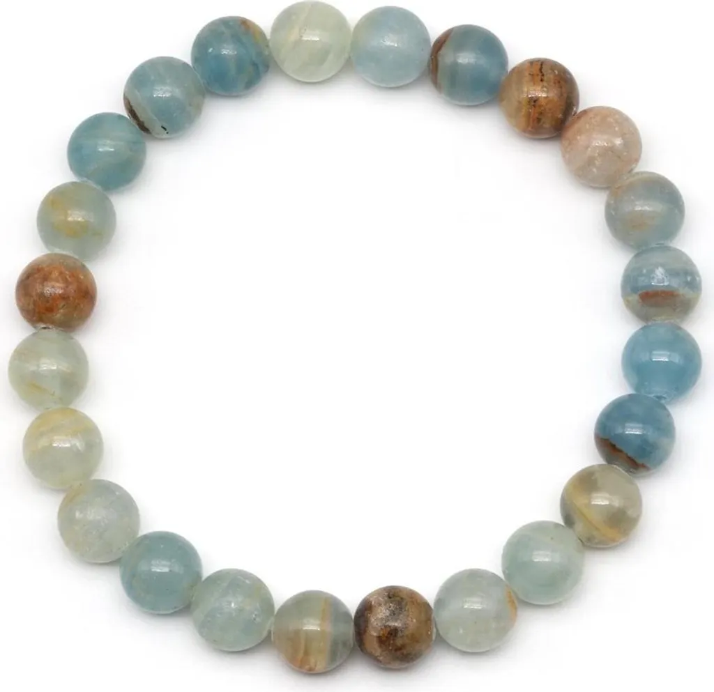 Bracelet en Calcite Bleue naturelle perles 8mm élastique haute qualité