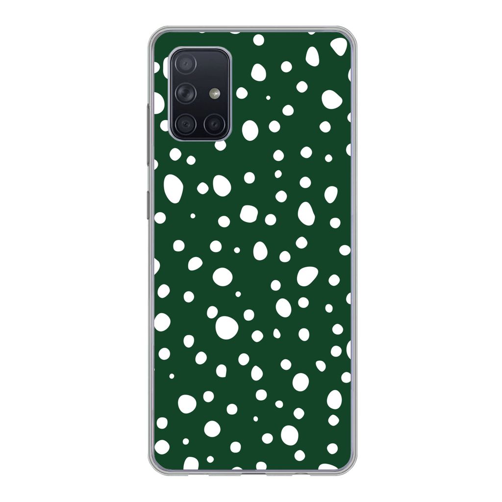 MuchoWow Handyhülle Schutzhülle Hülle für Samsung Galaxy A51 5G Polka dots - Weiß - Grün Silikon Softcase Handy Hülle - Abbildung