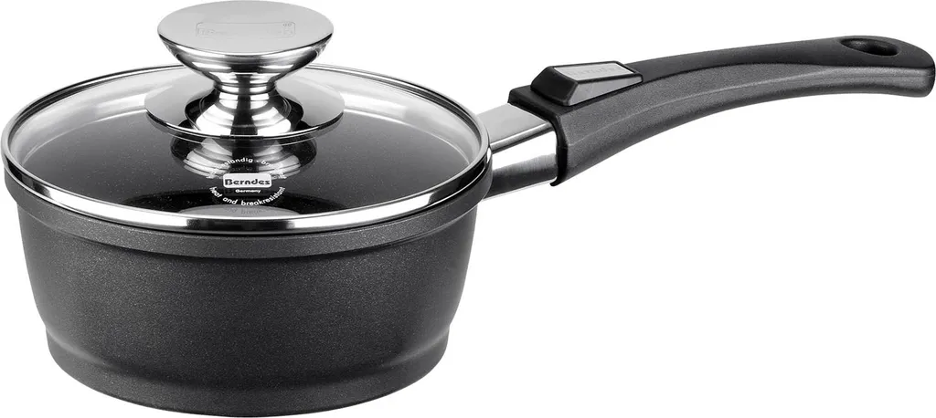 Berndes Vario Click Induction casseruola con coperchio in vetro, pentola di cottura, rivestimento antiaderente, alluminio fuso, nero, Ø 16 cm, 031151