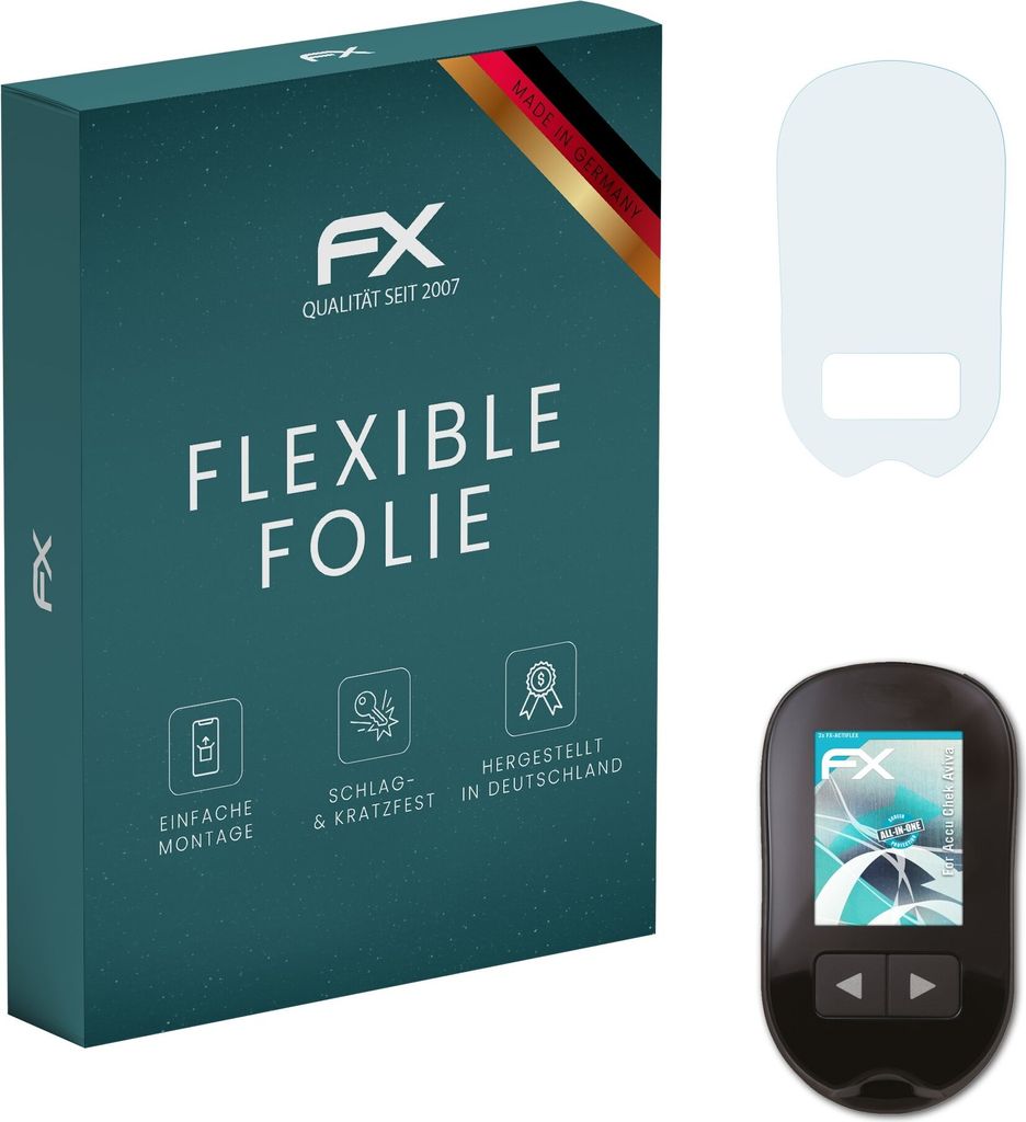 atFoliX FX-ActiFleX 2x Schutzfolie kompatibel mit Accu Chek Aviva Folie
