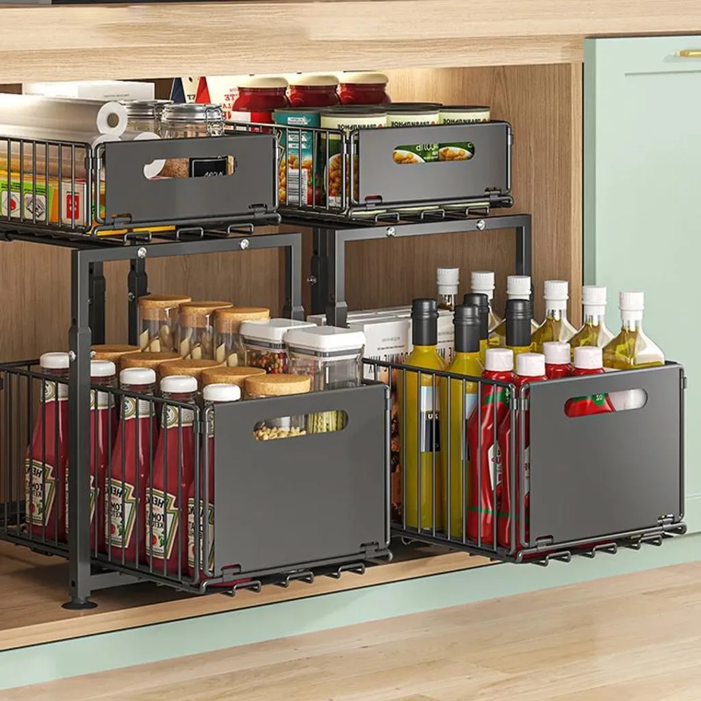 Étagère coulissante pour optimiser les placards difficiles - Lot de 2 - 2