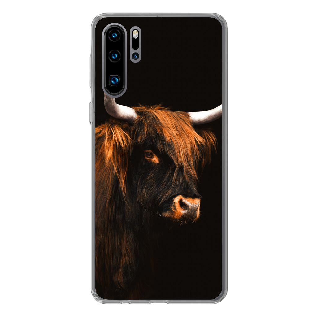MuchoWow Handyhülle Schutzhülle Hülle für Huawei P30 Pro Schottischer Highlander - Vlies - Kuh Silikon Softcase Handy Hülle - Schutzdeckel